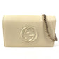 GUCCI 598211 GG Logo Interlocking G Soho Long Wallet Chain Wallet Leather Unisex Ivory