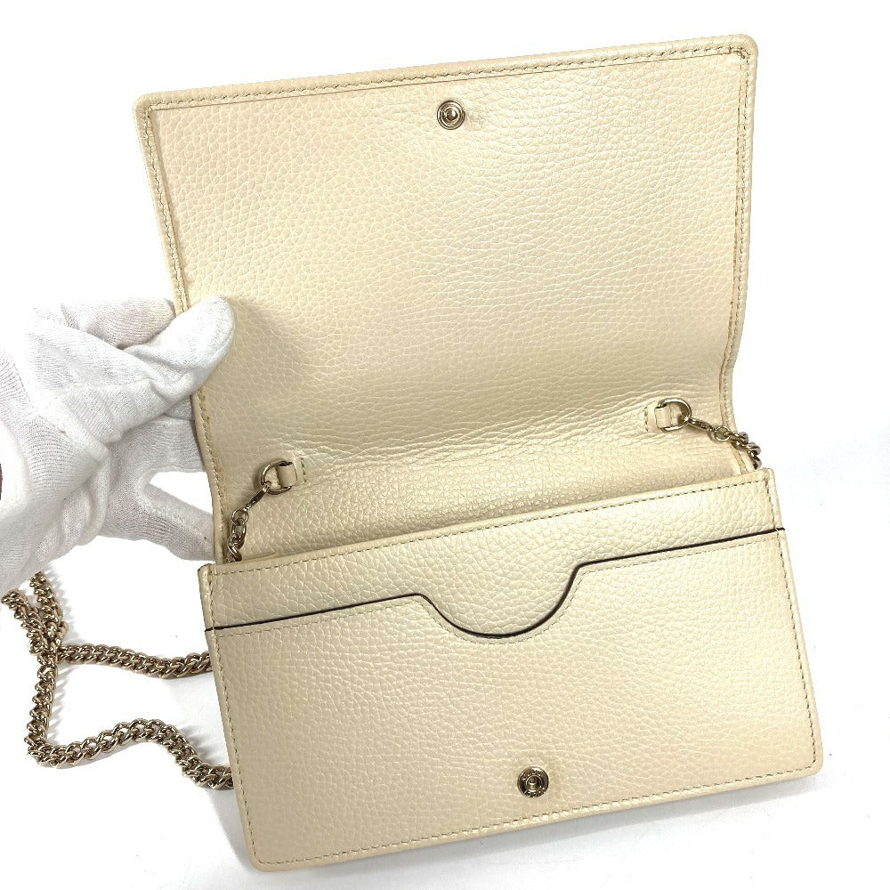 GUCCI 598211 GG Logo Interlocking G Soho Long Wallet Chain Wallet Leather Unisex Ivory