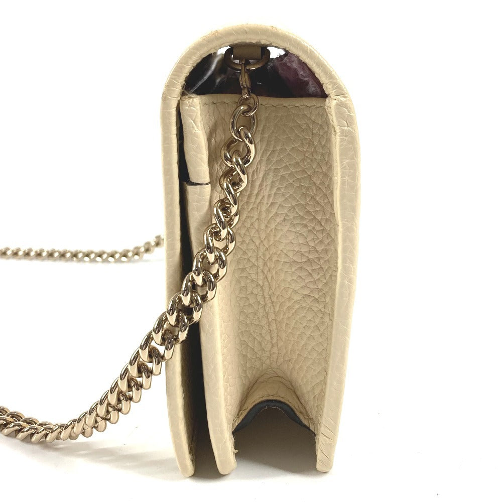 GUCCI 598211 GG Logo Interlocking G Soho Long Wallet Chain Wallet Leather Unisex Ivory