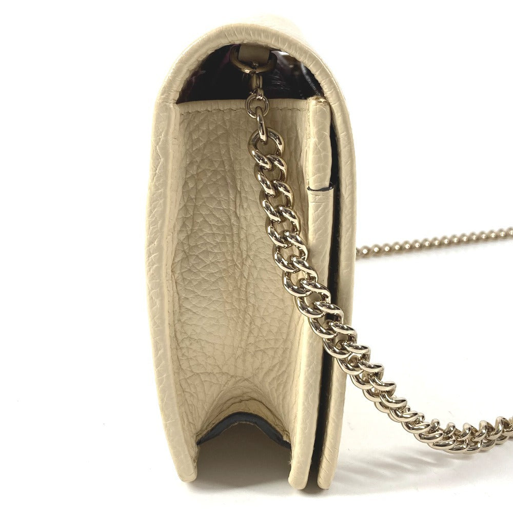 GUCCI 598211 GG Logo Interlocking G Soho Long Wallet Chain Wallet Leather Unisex Ivory