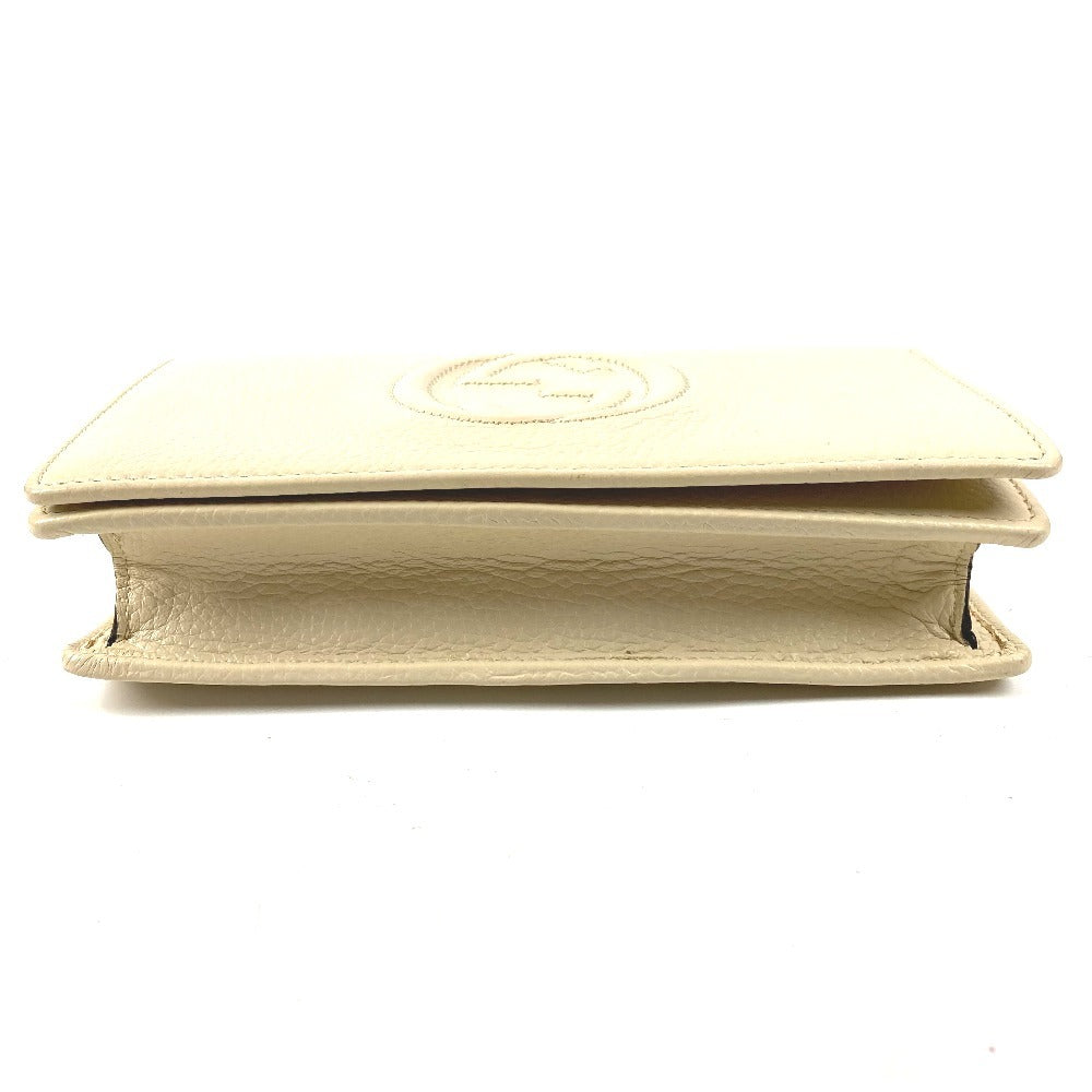 GUCCI 598211 GG Logo Interlocking G Soho Long Wallet Chain Wallet Leather Unisex Ivory