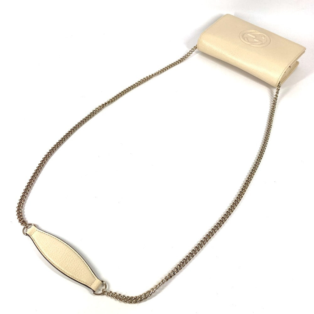 GUCCI 598211 GG Logo Interlocking G Soho Long Wallet Chain Wallet Leather Unisex Ivory