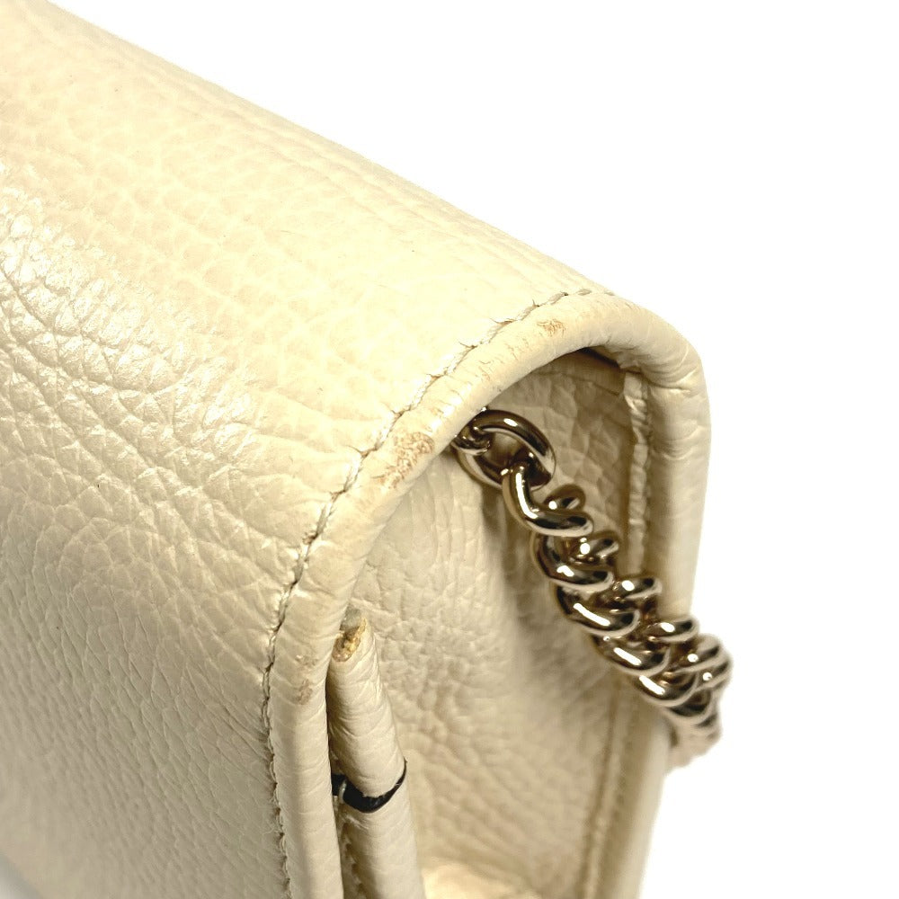 GUCCI 598211 GG Logo Interlocking G Soho Long Wallet Chain Wallet Leather Unisex Ivory