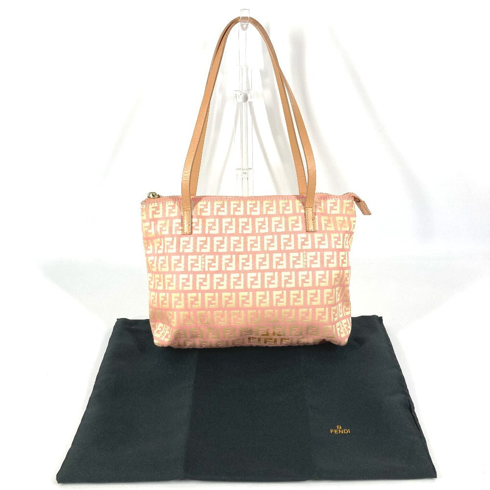 FENDI 8BH021 Zucchino Logo Bag Shoulder Tote Bag Handbag Shoulder Bag Leather/Canvas Women's Pink