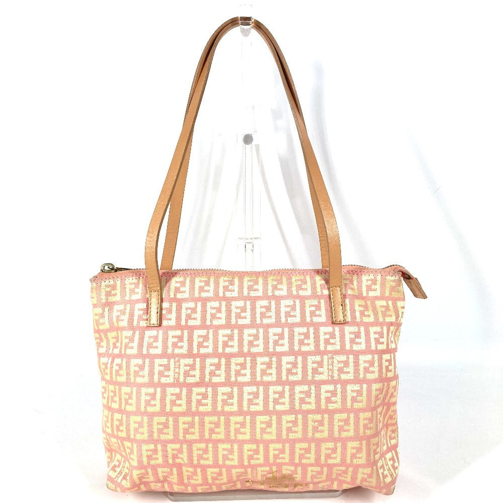 FENDI 8BH021 Zucchino Logo Bag Shoulder Tote Bag Handbag Shoulder Bag Leather/Canvas Women's Pink