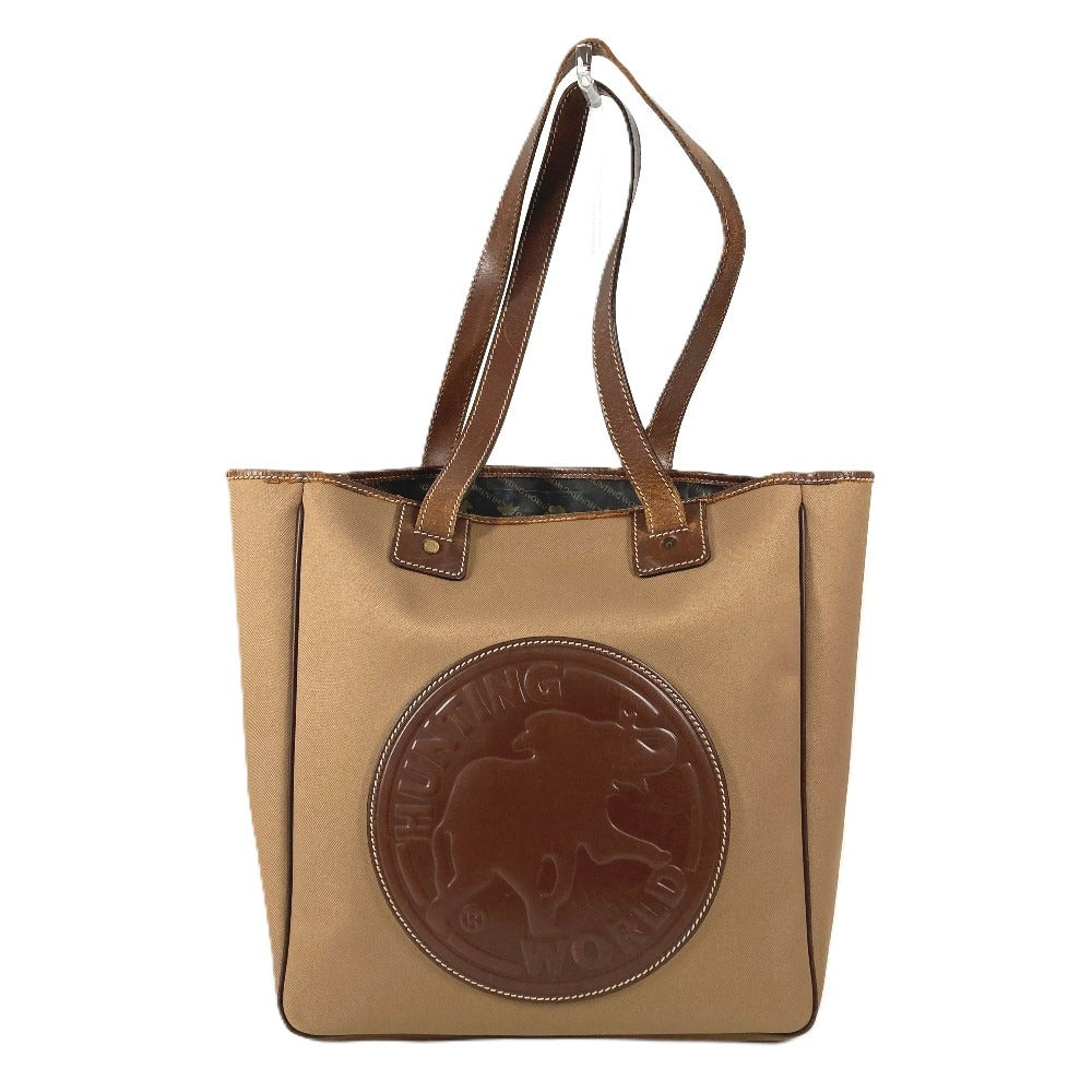 HUNTING WORLD Logo Bag Shoulder Bag Tote Bag Vertical Mesh Shoulder Bag Leather/Canvas Unisex Brown