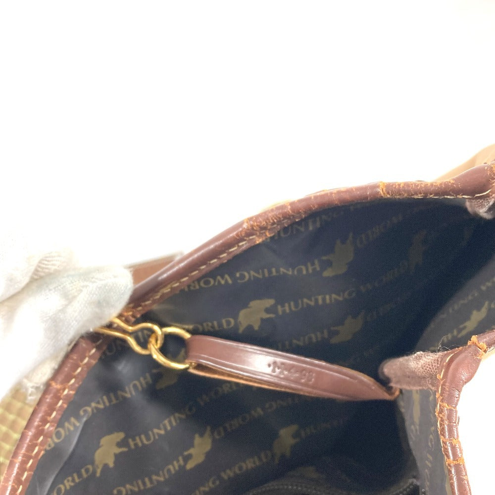 HUNTING WORLD Logo Bag Shoulder Bag Tote Bag Vertical Mesh Shoulder Bag Leather/Canvas Unisex Brown