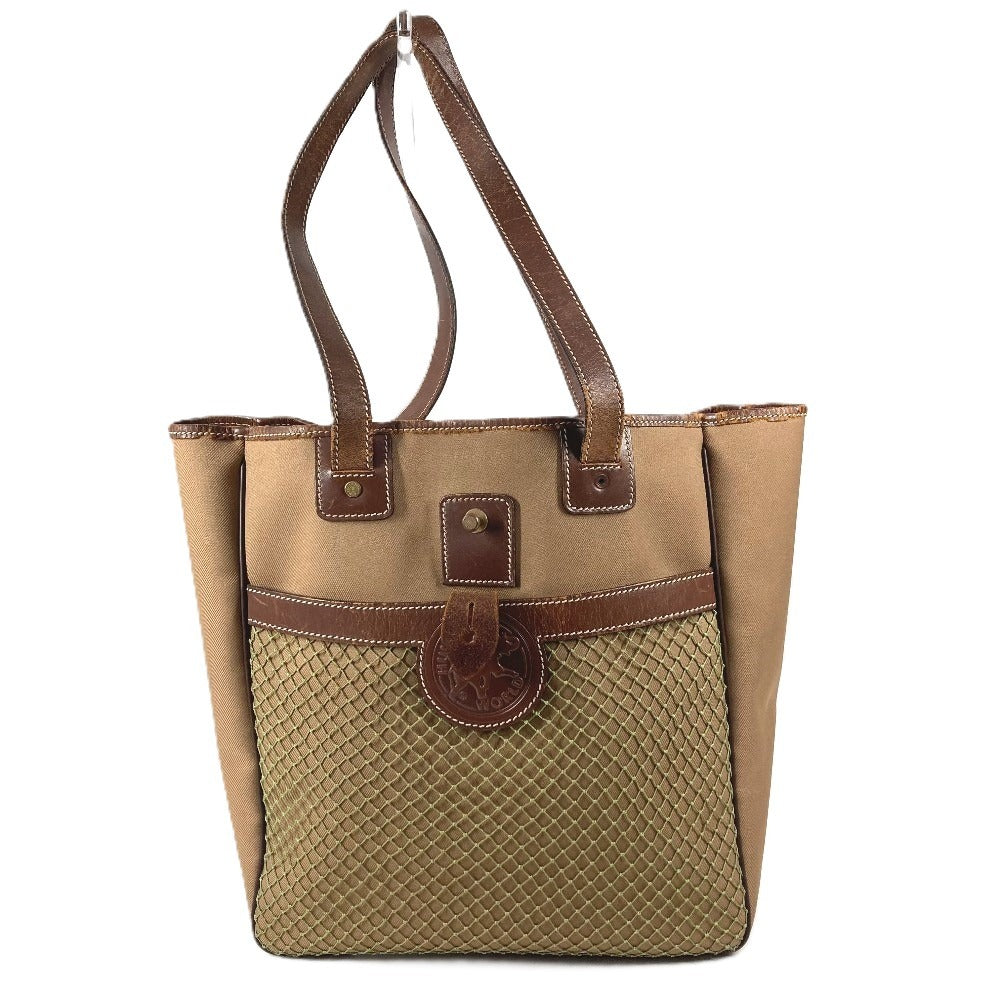 HUNTING WORLD Logo Bag Shoulder Bag Tote Bag Vertical Mesh Shoulder Bag Leather/Canvas Unisex Brown
