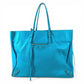 BALENCIAGA 357333 A4 The Paper Shoulder Tote Bag with Mirror, Leather, Unisex Blue