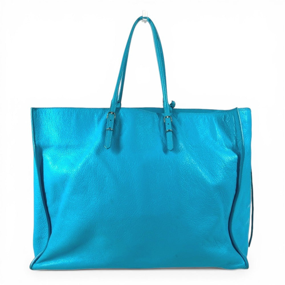 BALENCIAGA 357333 A4 The Paper Shoulder Tote Bag with Mirror, Leather, Unisex Blue