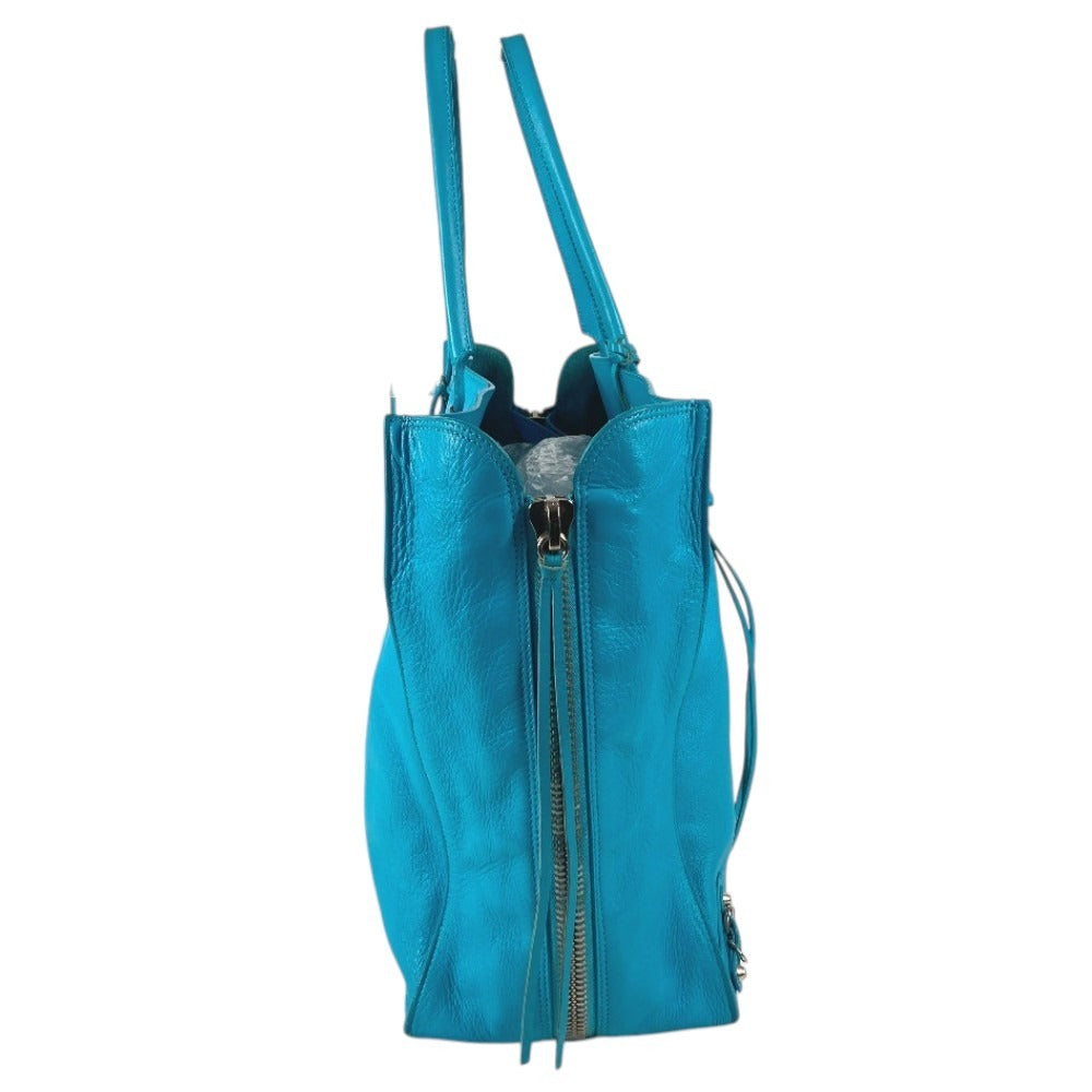 BALENCIAGA 357333 A4 The Paper Shoulder Tote Bag with Mirror, Leather, Unisex Blue