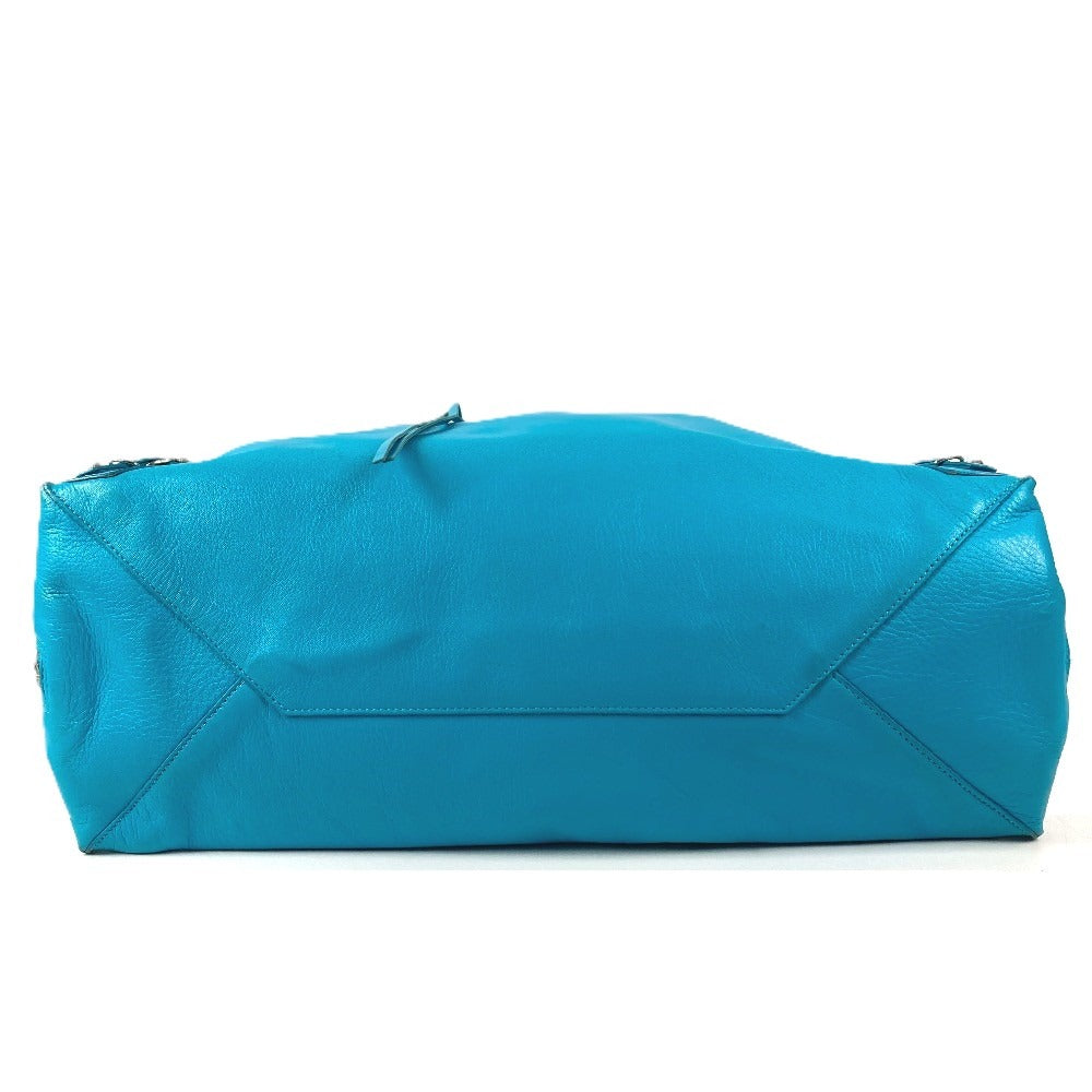 BALENCIAGA 357333 A4 The Paper Shoulder Tote Bag with Mirror, Leather, Unisex Blue