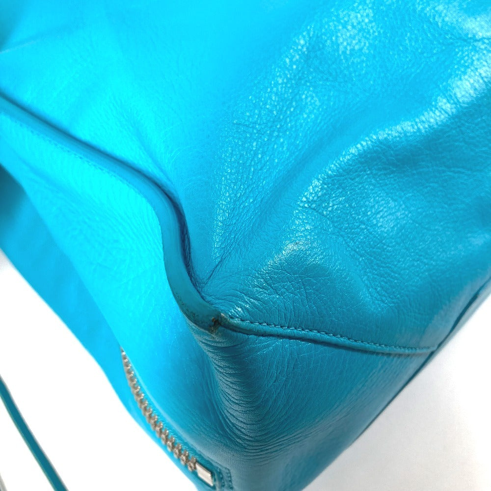 BALENCIAGA 357333 A4 The Paper Shoulder Tote Bag with Mirror, Leather, Unisex Blue