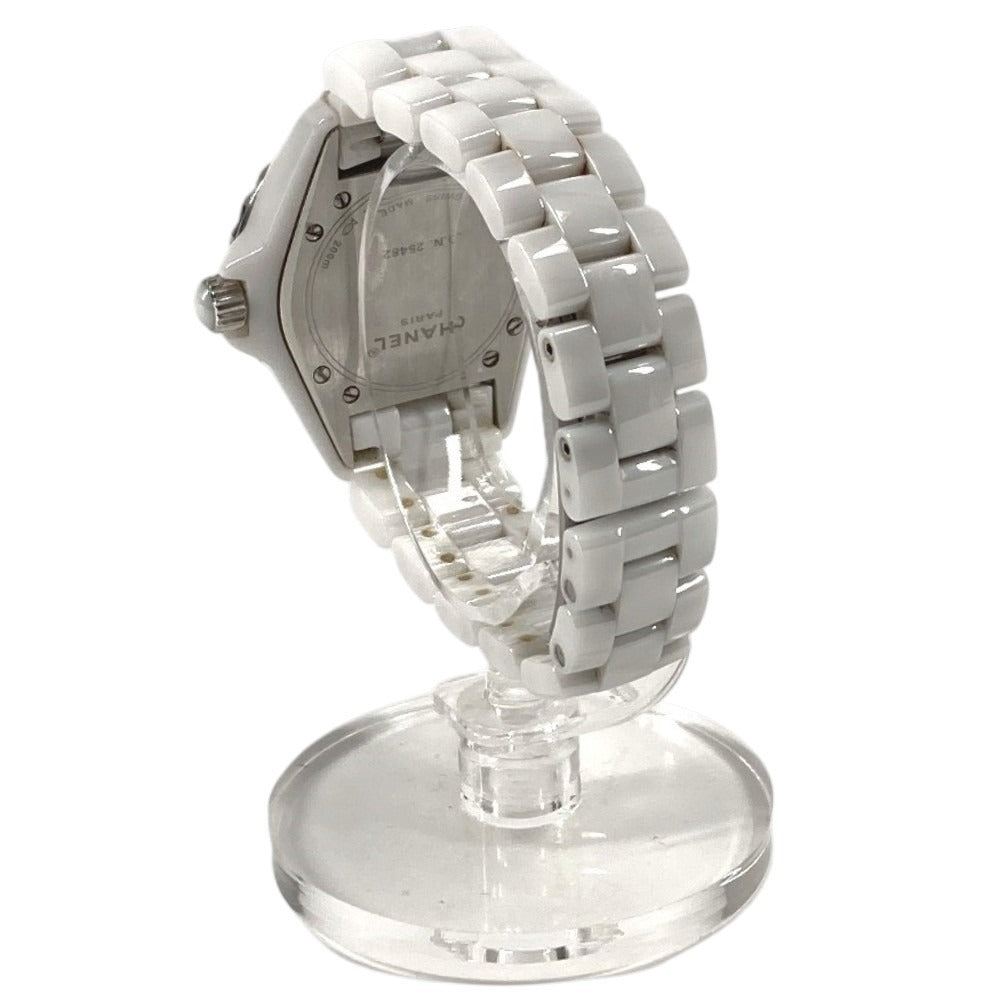CHANEL J12 12 Diamond Quartz Watch Round Face 33MM Ceramic Ladies White