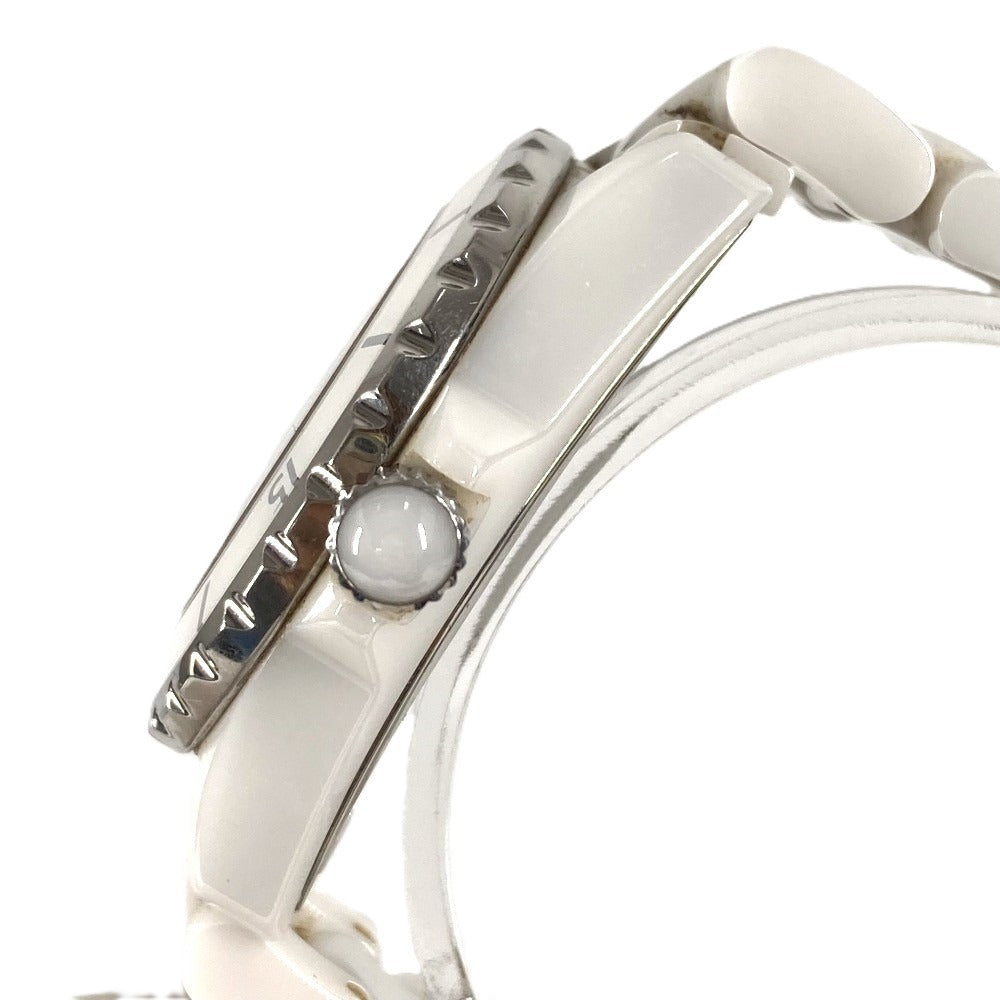 CHANEL J12 12 Diamond Quartz Watch Round Face 33MM Ceramic Ladies White
