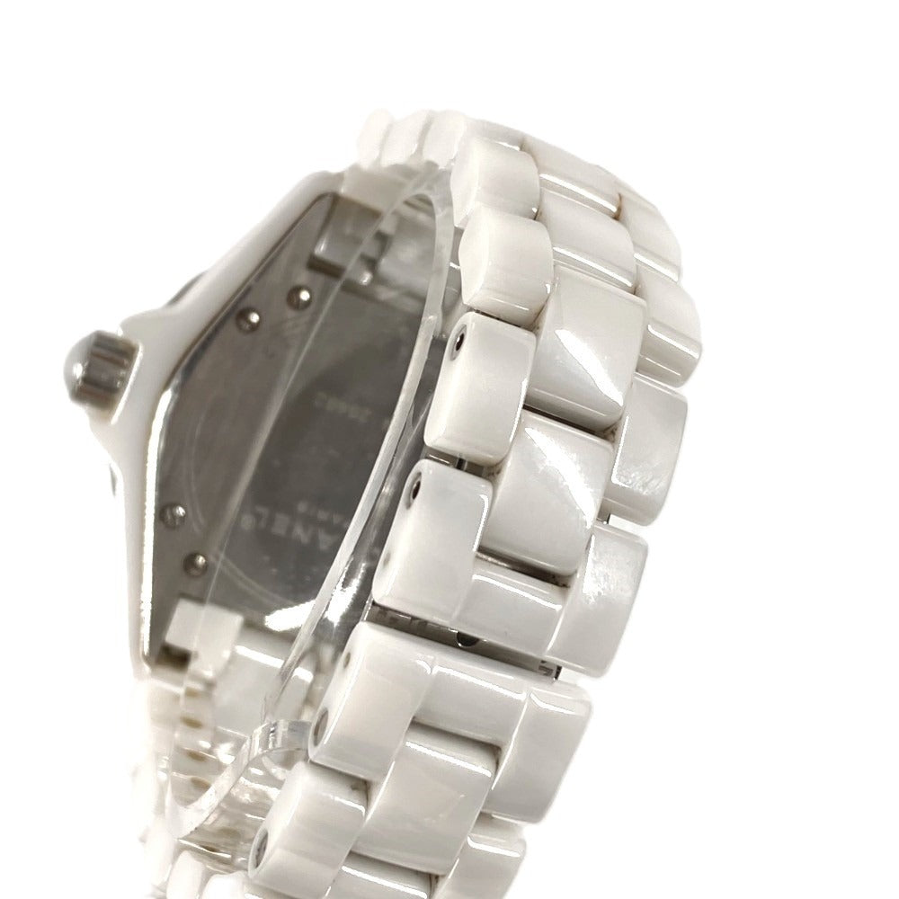 CHANEL J12 12 Diamond Quartz Watch Round Face 33MM Ceramic Ladies White