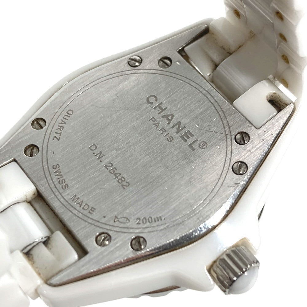 CHANEL J12 12 Diamond Quartz Watch Round Face 33MM Ceramic Ladies White