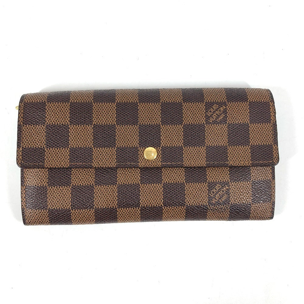 LOUIS VUITTON N61734 Damier Portefeuille Sarah Portefeuille Sarah Long Wallet Bifold Long Wallet Damier Canvas Unisex Ebene Brown