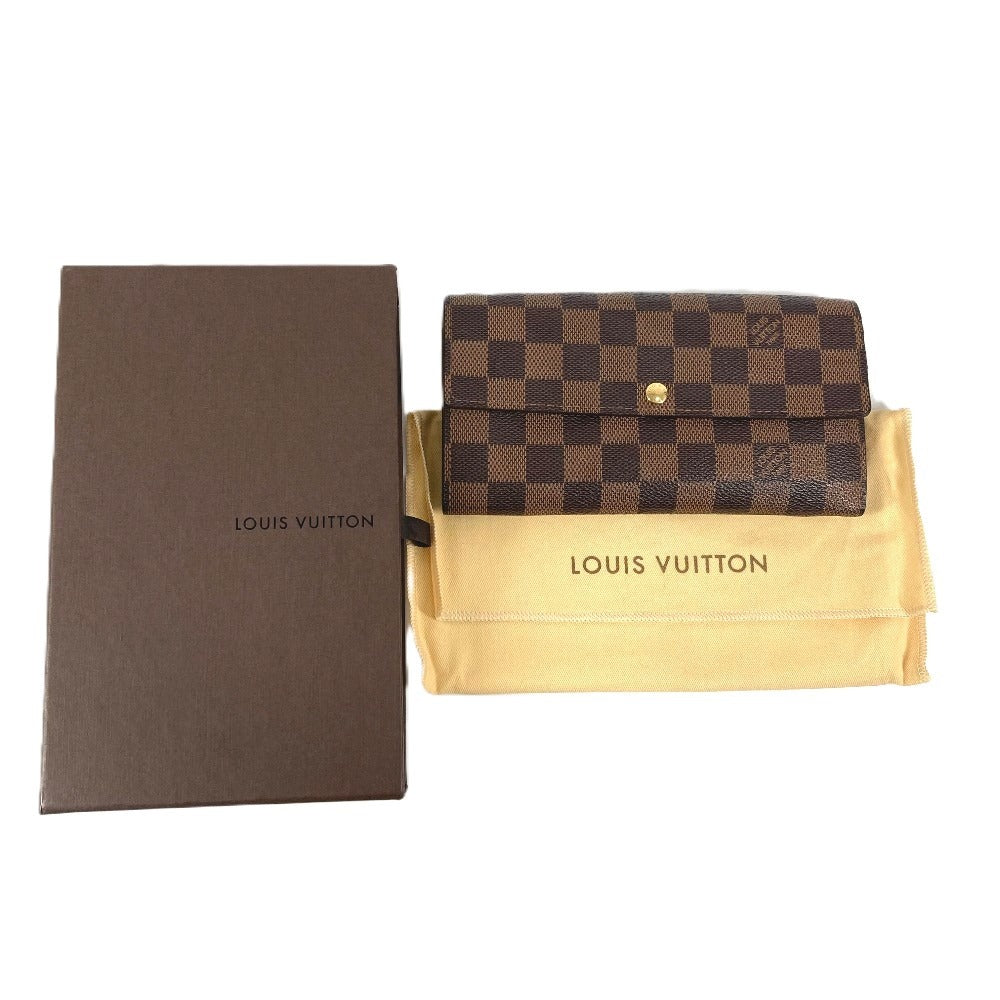 LOUIS VUITTON N61734 Damier Portefeuille Sarah Portefeuille Sarah Long Wallet Bifold Long Wallet Damier Canvas Unisex Ebene Brown