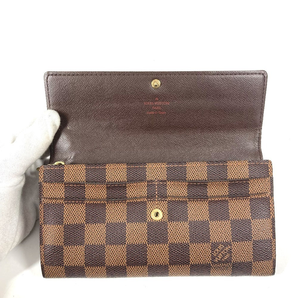 LOUIS VUITTON N61734 Damier Portefeuille Sarah Portefeuille Sarah Long Wallet Bifold Long Wallet Damier Canvas Unisex Ebene Brown
