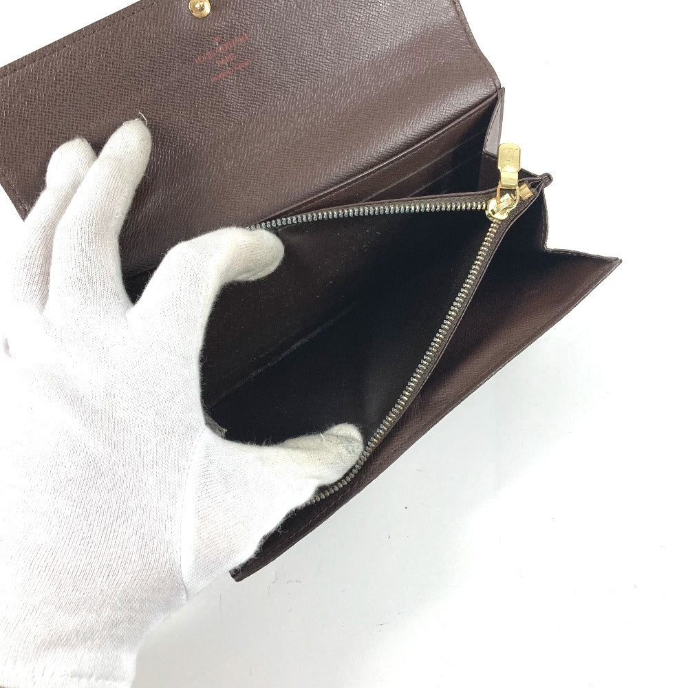 LOUIS VUITTON N61734 Damier Portefeuille Sarah Portefeuille Sarah Long Wallet Bifold Long Wallet Damier Canvas Unisex Ebene Brown