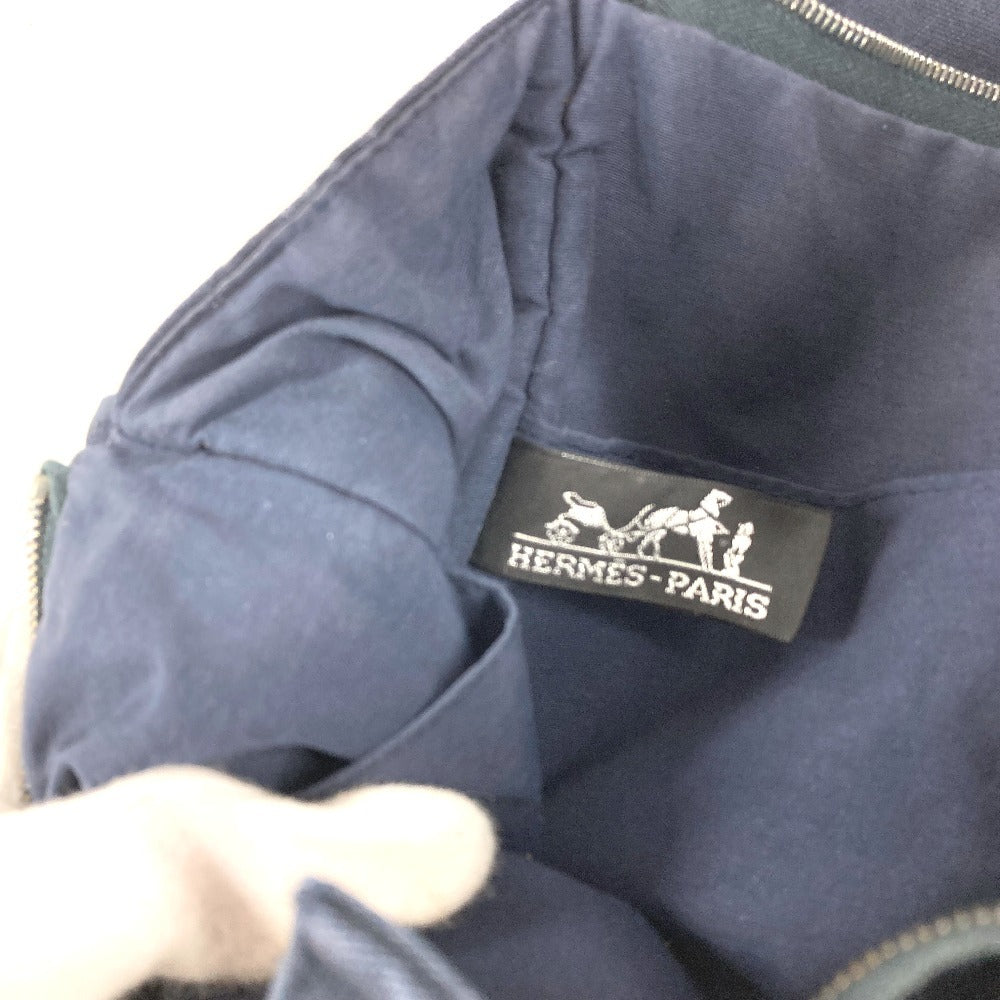 HERMES Fourre-Tout Bag Pouch Second Bag Clutch Bag Cotton Unisex Navy
