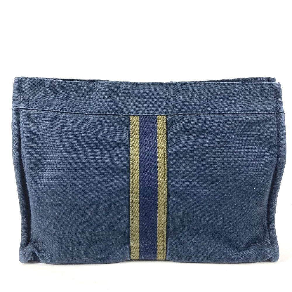 HERMES Fourre-Tout Bag Pouch Second Bag Clutch Bag Cotton Unisex Navy