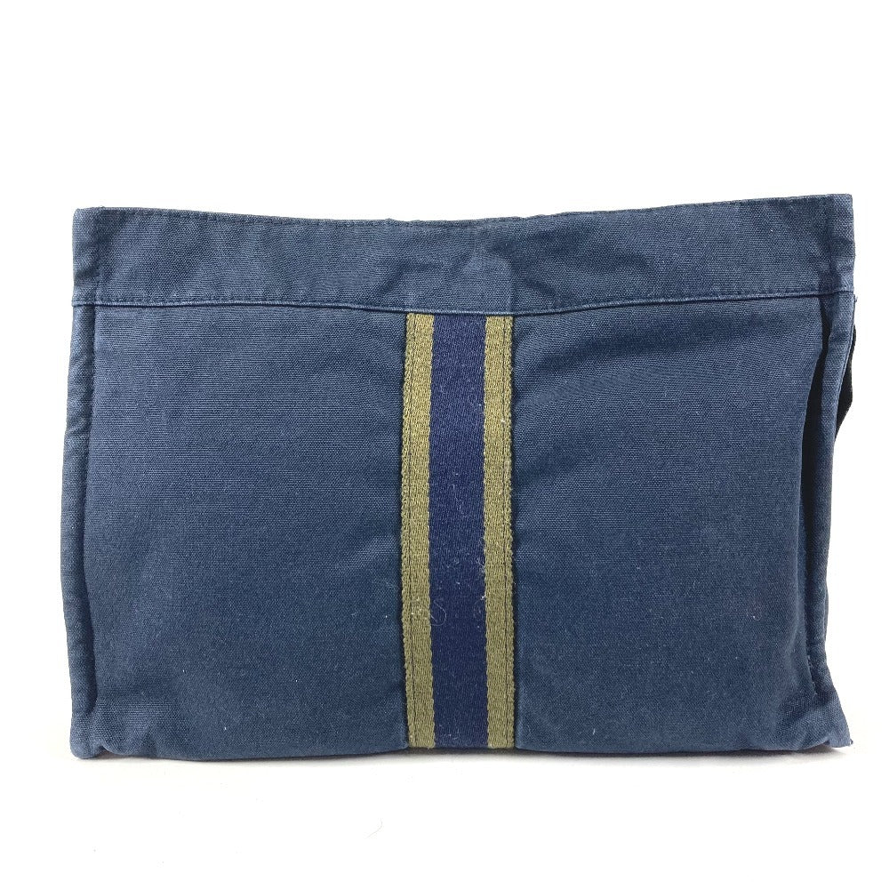 HERMES Fourre-Tout Bag Pouch Second Bag Clutch Bag Cotton Unisex Navy