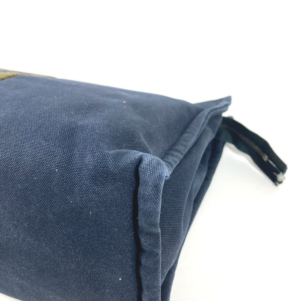 HERMES Fourre-Tout Bag Pouch Second Bag Clutch Bag Cotton Unisex Navy