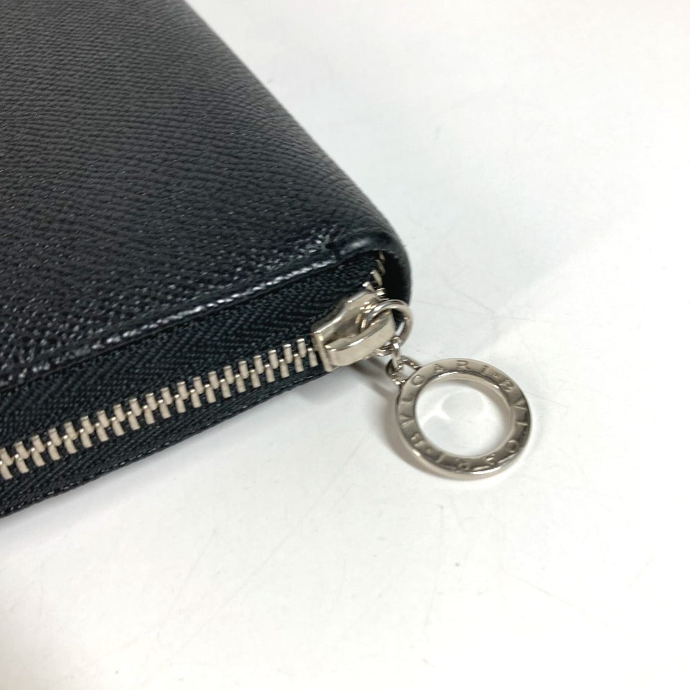 BVLGARI ブルガリブルガリロゴ ロングウォレット ラウンドファスナー 長財布 レザー ユニセックス ブラック
