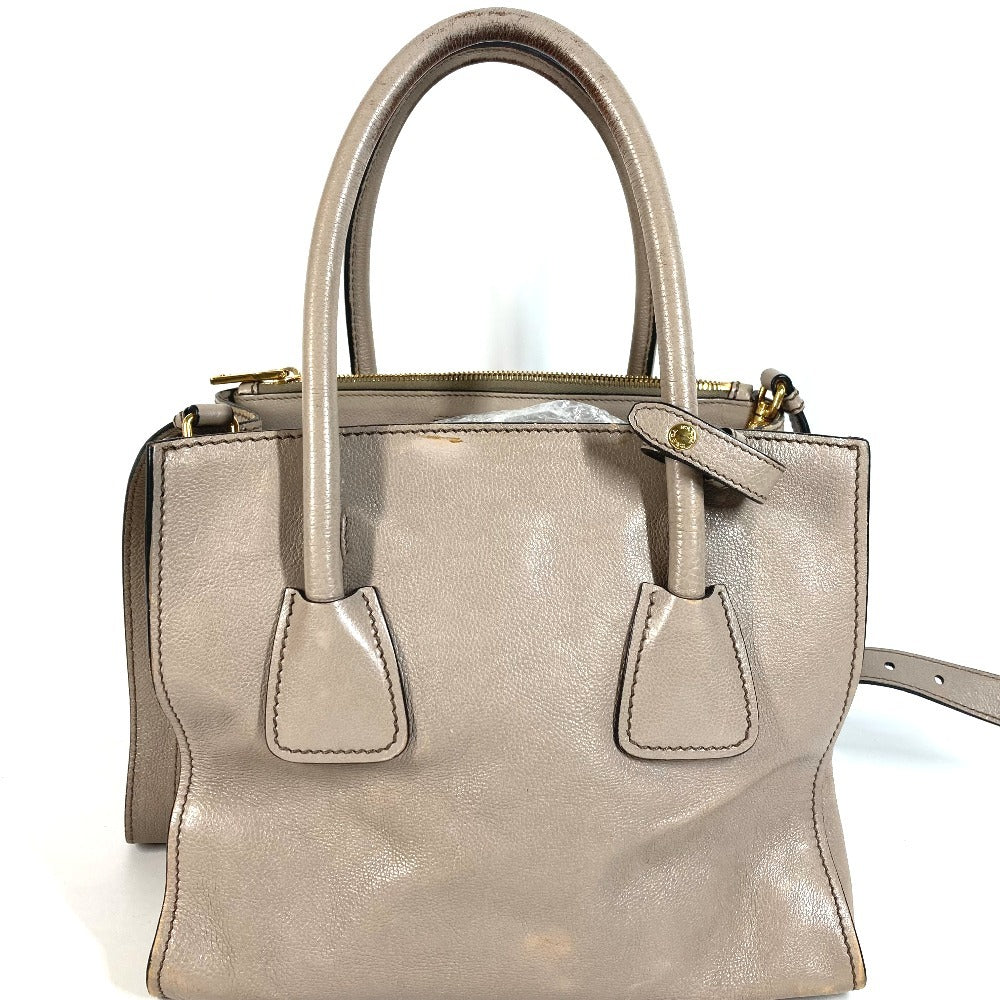 PRADA 2WAYバッグ トライアングルロゴ 三角ロゴ プレート ハンドバッグ カバン ショルダーバッグ 斜め掛け トートバッグ レザー ユニセックス ベージュ系