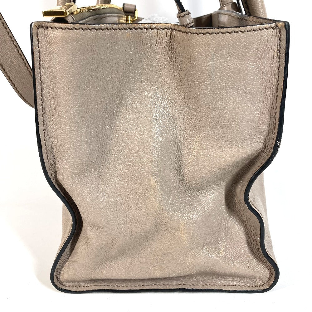 PRADA 2WAYバッグ トライアングルロゴ 三角ロゴ プレート ハンドバッグ カバン ショルダーバッグ 斜め掛け トートバッグ レザー ユニセックス ベージュ系