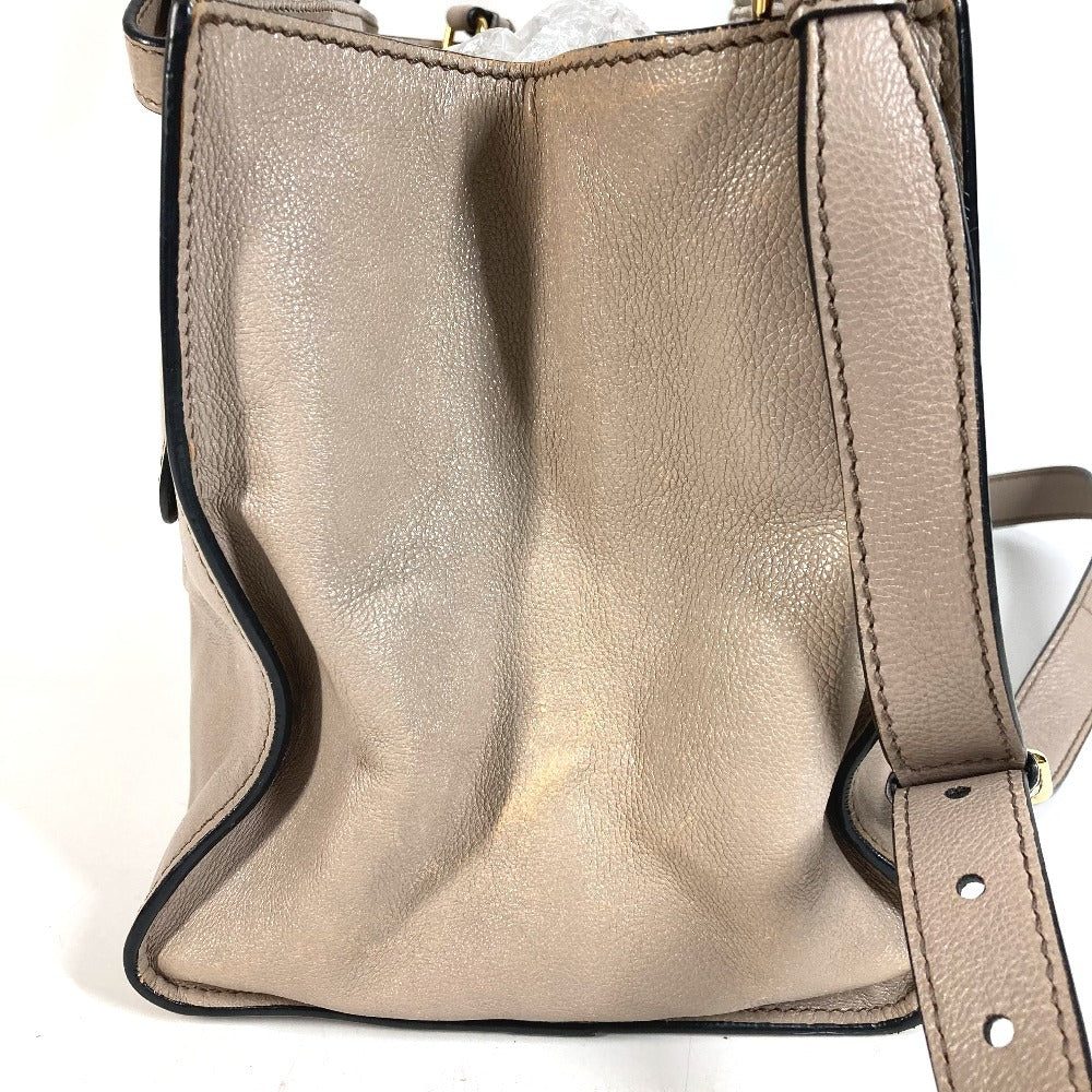PRADA 2WAYバッグ トライアングルロゴ 三角ロゴ プレート ハンドバッグ カバン ショルダーバッグ 斜め掛け トートバッグ レザー ユニセックス ベージュ系