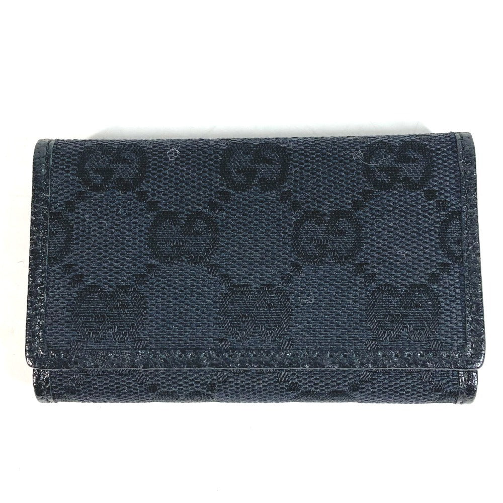 GUCCI 04564 โลโก้ GG ที่เก็บกุญแจ 6 ดอก แบบ 6P หนัง/GG Canvas สีดำ Unisex