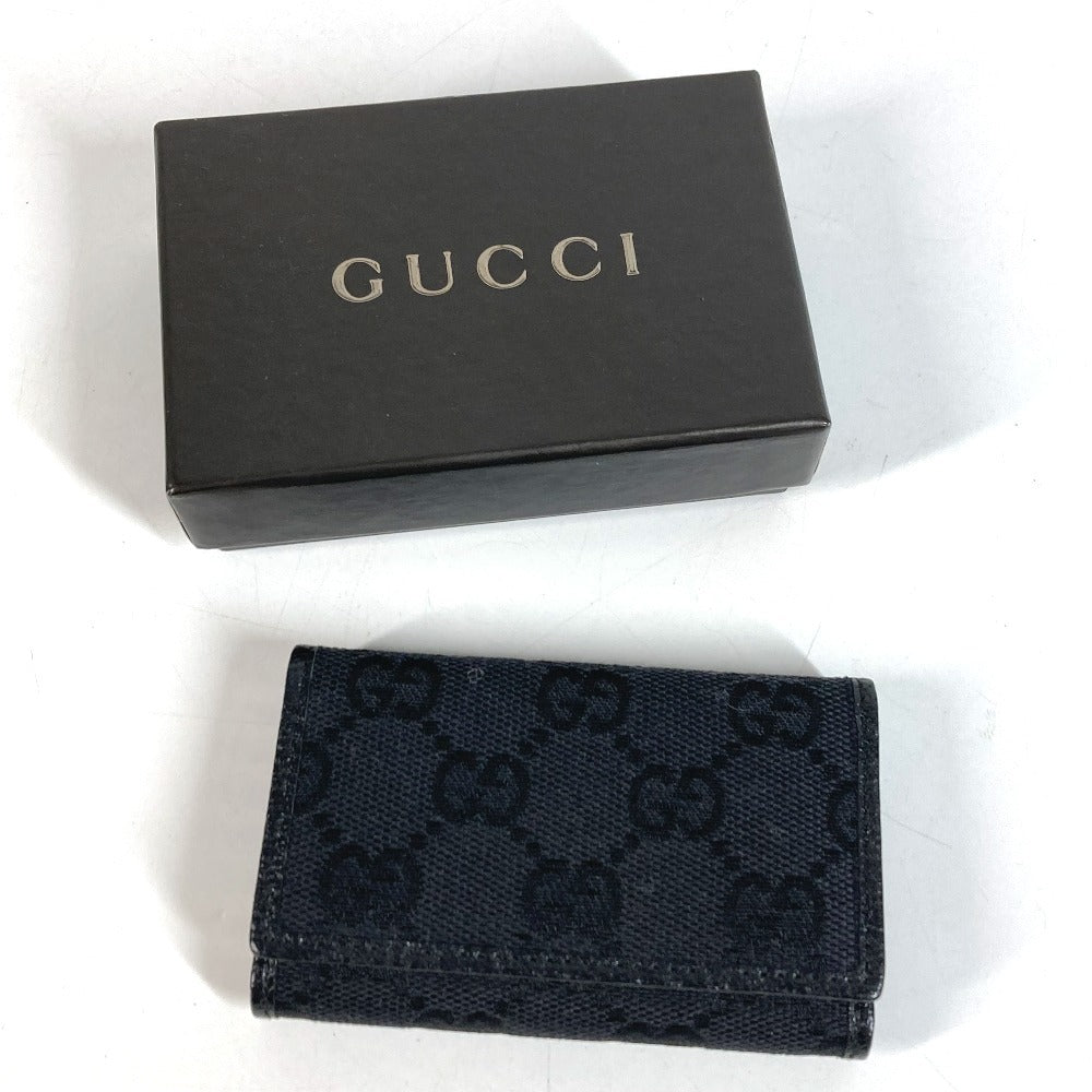 GUCCI 04564 โลโก้ GG ที่เก็บกุญแจ 6 ดอก แบบ 6P หนัง/GG Canvas สีดำ Unisex