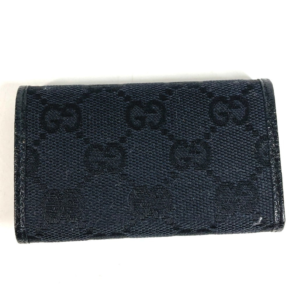 GUCCI 04564 โลโก้ GG ที่เก็บกุญแจ 6 ดอก แบบ 6P หนัง/GG Canvas สีดำ Unisex