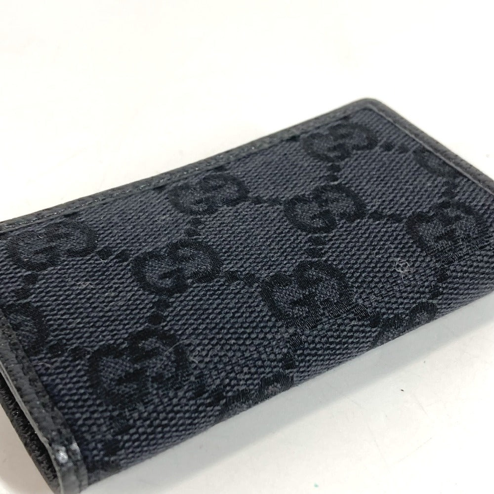 GUCCI 04564 โลโก้ GG ที่เก็บกุญแจ 6 ดอก แบบ 6P หนัง/GG Canvas สีดำ Unisex