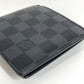 LOUIS VUITTON N62664 กระเป๋าสตางค์แบบพับสองทบ Damiere Graphite Portefeuille Marco กระเป๋าสตางค์แบบพับสองทบ Damiere Graphite Canvas Unisex สีดำ