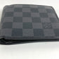 LOUIS VUITTON N62664 กระเป๋าสตางค์แบบพับสองทบ Damiere Graphite Portefeuille Marco กระเป๋าสตางค์แบบพับสองทบ Damiere Graphite Canvas Unisex สีดำ