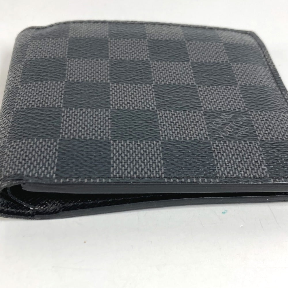 LOUIS VUITTON N62664 กระเป๋าสตางค์แบบพับสองทบ Damiere Graphite Portefeuille Marco กระเป๋าสตางค์แบบพับสองทบ Damiere Graphite Canvas Unisex สีดำ