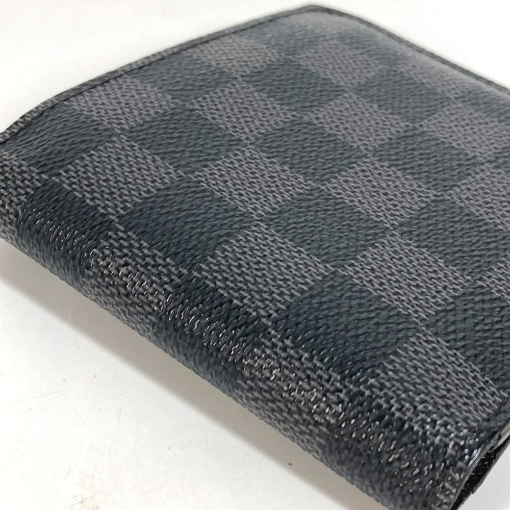 LOUIS VUITTON N62664 กระเป๋าสตางค์แบบพับสองทบ Damiere Graphite Portefeuille Marco กระเป๋าสตางค์แบบพับสองทบ Damiere Graphite Canvas Unisex สีดำ