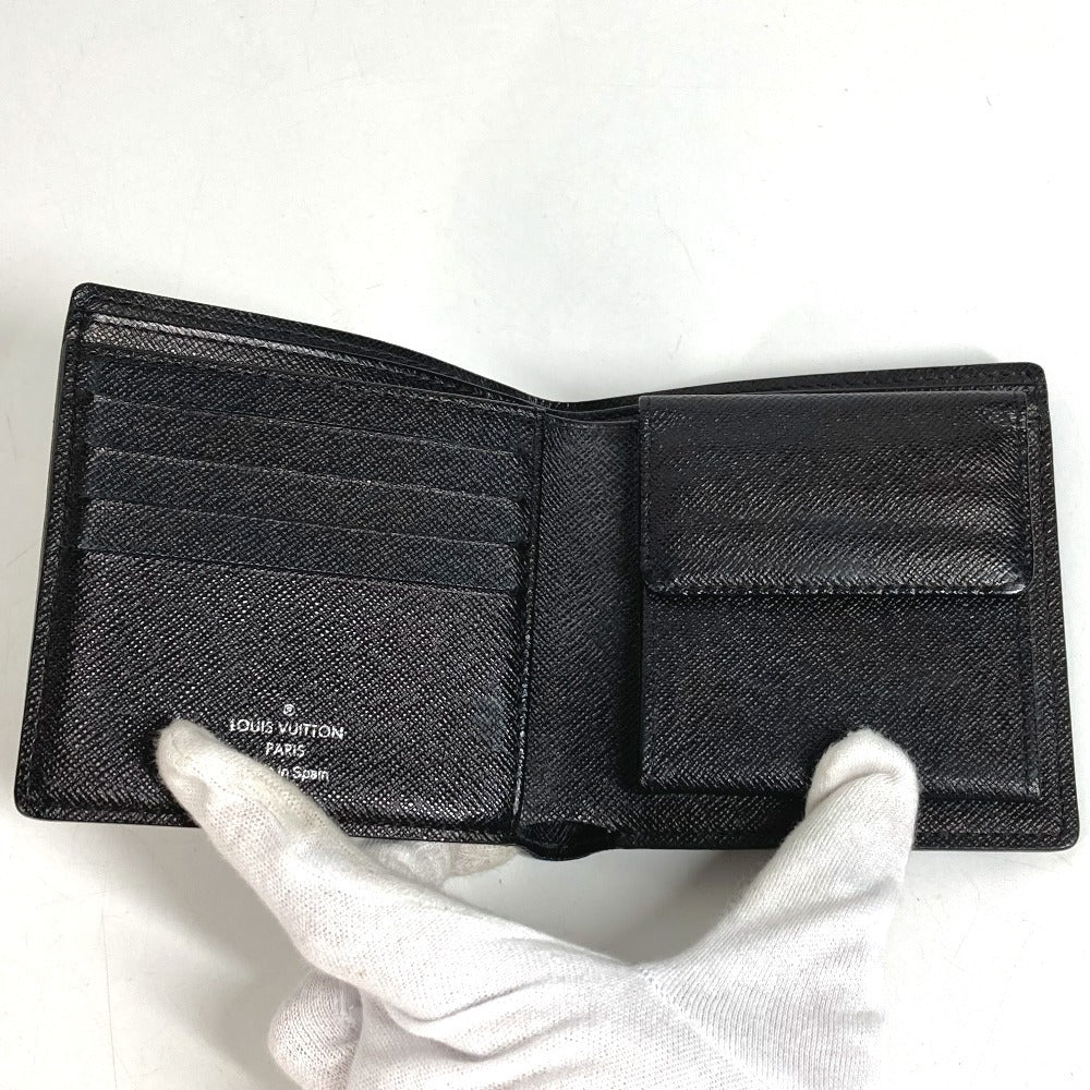 LOUIS VUITTON N62664 กระเป๋าสตางค์แบบพับสองทบ Damiere Graphite Portefeuille Marco กระเป๋าสตางค์แบบพับสองทบ Damiere Graphite Canvas Unisex สีดำ