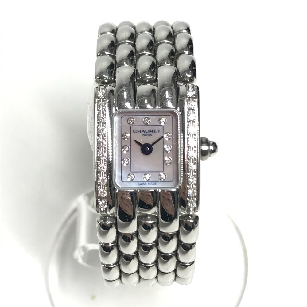 Chaumet 12PD ダイヤモンド ダイヤ ダイヤベゼル ケイシス シェル文字盤 レディースウォッチ ウォッチ 時計 腕時計 SS レディース シルバー