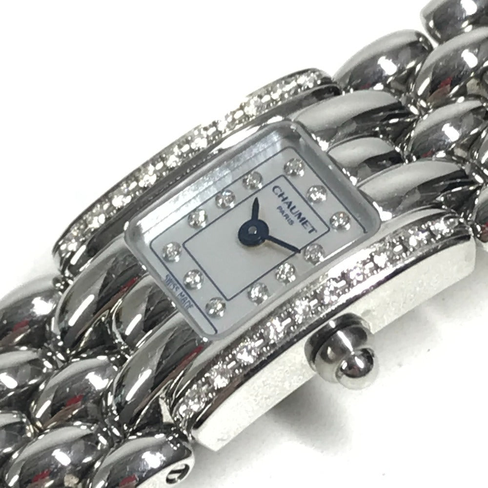 Chaumet 12PD ダイヤモンド ダイヤ ダイヤベゼル ケイシス シェル文字盤 レディースウォッチ ウォッチ 時計 腕時計 SS レディース シルバー