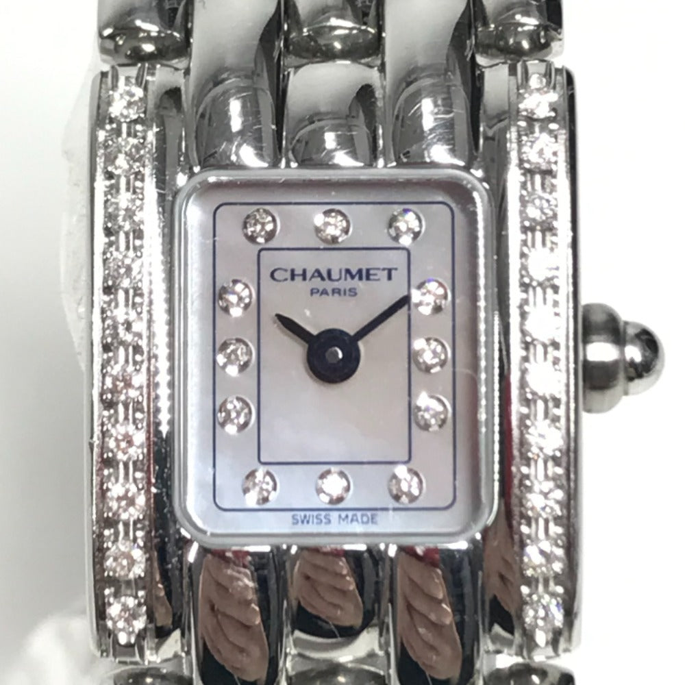 Chaumet 12PD ダイヤモンド ダイヤ ダイヤベゼル ケイシス シェル文字盤 レディースウォッチ ウォッチ 時計 腕時計 SS レディース シルバー