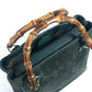 GUCCI 000 123 Old Gucci vintage Bamboo 2-Way Bag, Handbag, Shoulder Bag Shoulder Bag Leather / suede Green Used