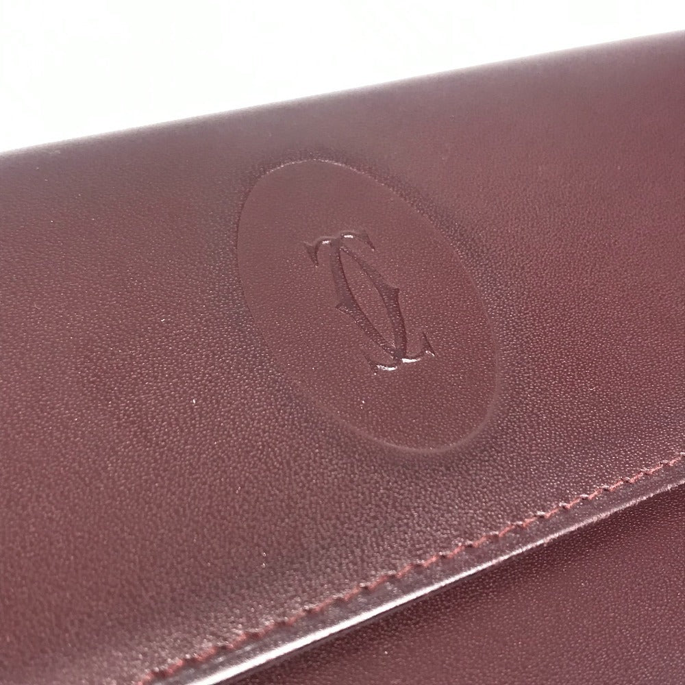 CARTIER Must de Line Logo Kisslock Wallet Flap Long Wallet Long Wallet Leather wine-red Used