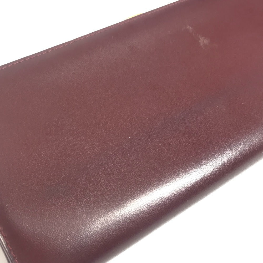 CARTIER Must de Line Logo Kisslock Wallet Flap Long Wallet Long Wallet Leather wine-red Used