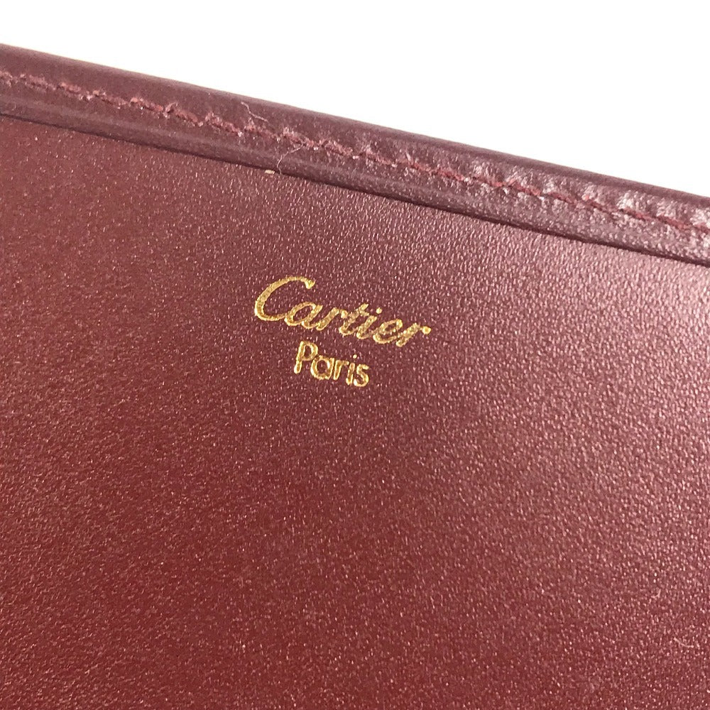 CARTIER Must de Line Logo Kisslock Wallet Flap Long Wallet Long Wallet Leather wine-red Used