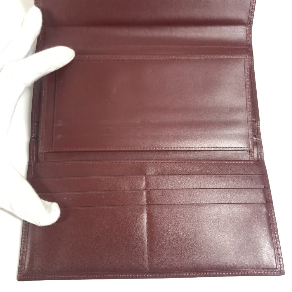CARTIER Must de Line Logo Kisslock Wallet Flap Long Wallet Long Wallet Leather wine-red Used